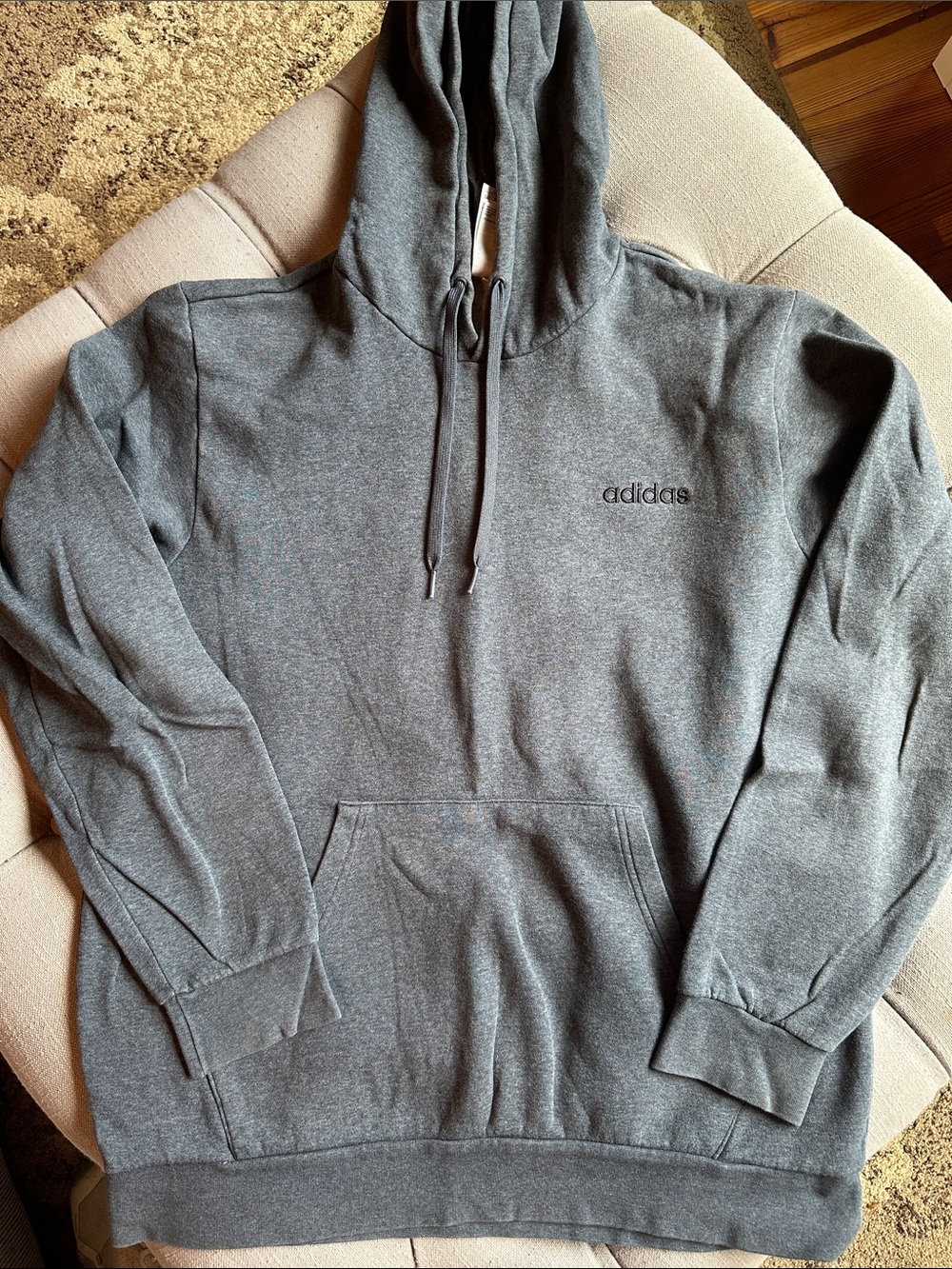 adidas Men's Charcoal Gray Hooded Sweatshirt